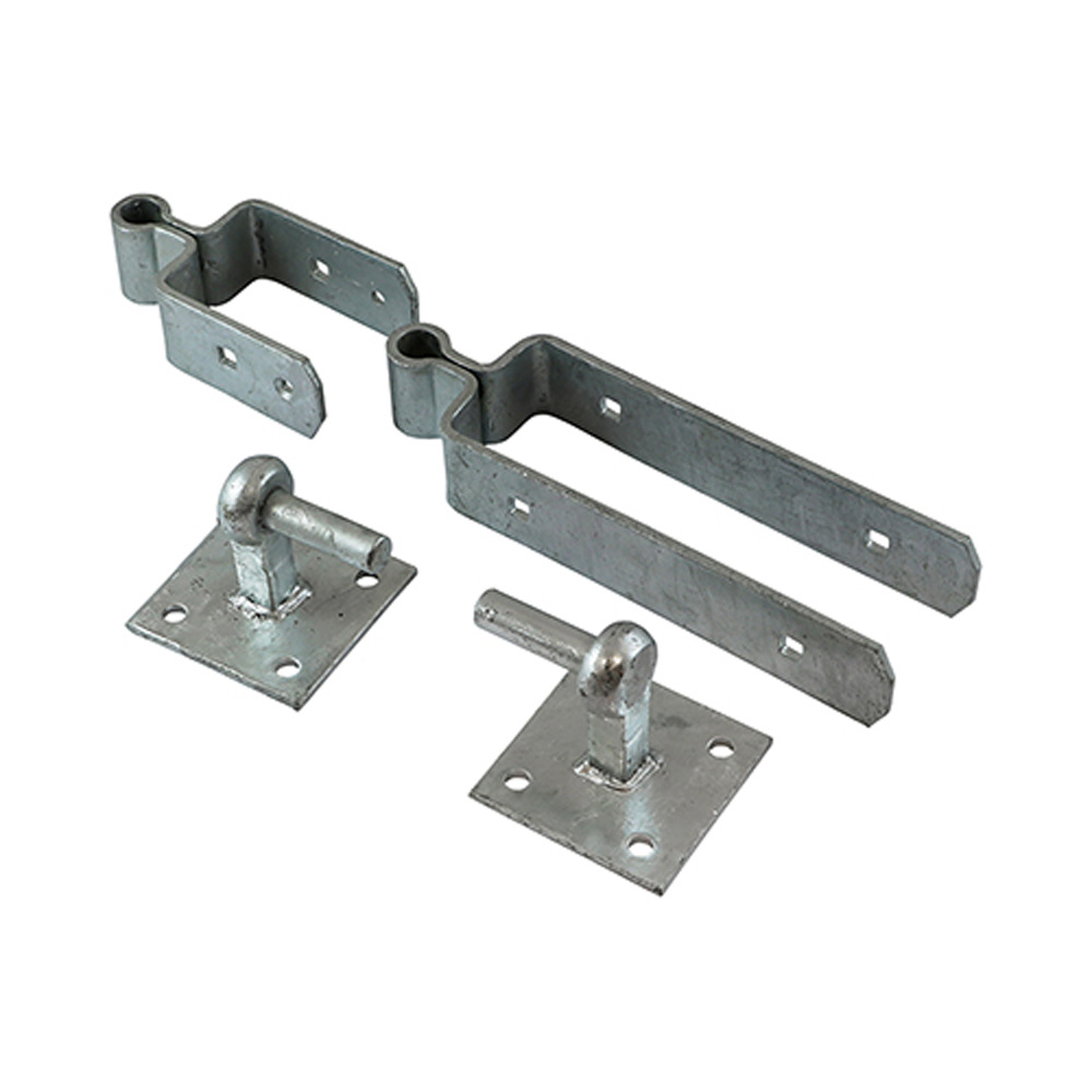 Double Strap Hinge Set with Hook on Dipped Galvanised (300mm)